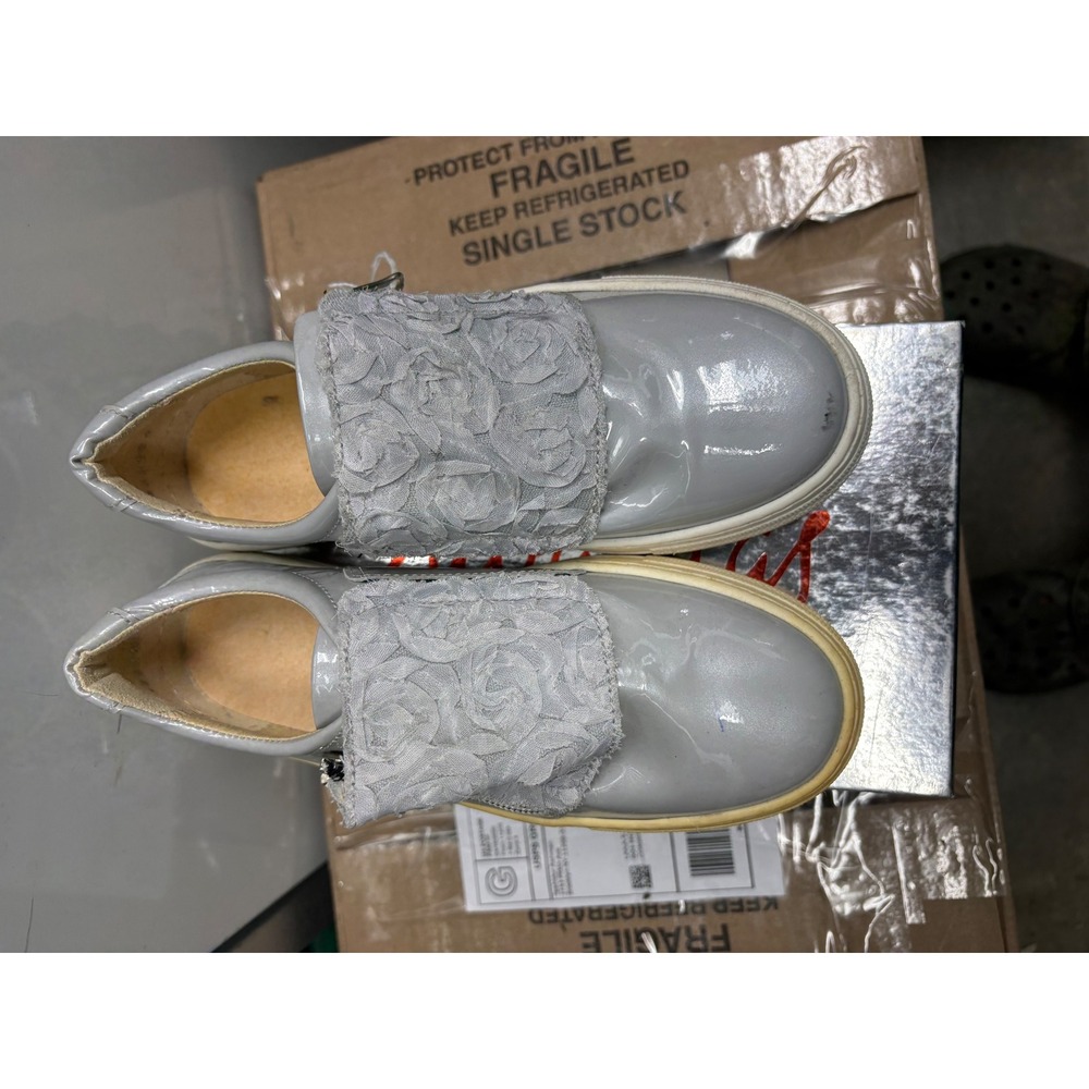 Eli 1957 Girls Grey Patent Leather Lace Floral Sneakers Size 34 Made in Spain